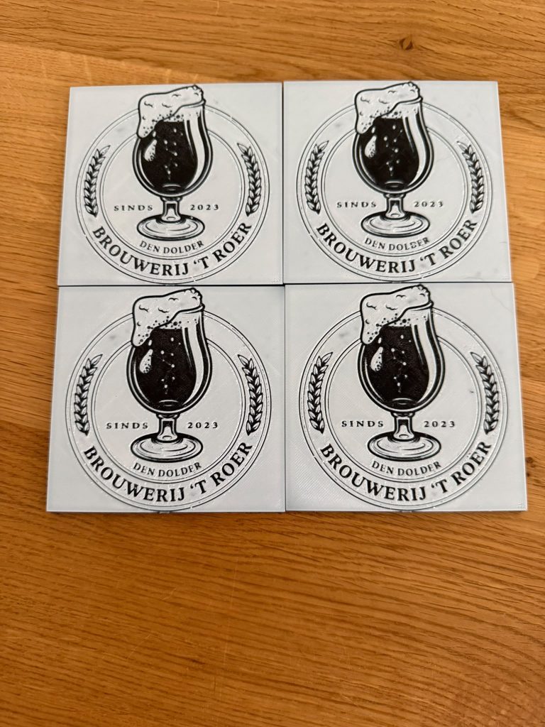 Set van 4 duurzame bieronderzetters Brouwerij 't Roer. Beperkte oplage: op = op.
